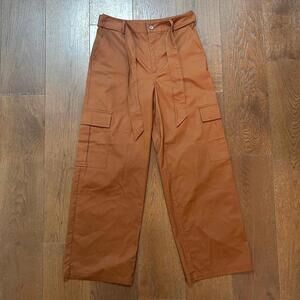 KAFFE Flare Wide Leg Cargo Pants with Belt Size 36 Brown *New with Tags*